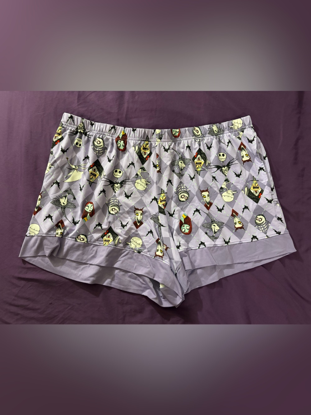 Disney Nightmare Before Christmas Purple Pajama Sleep Shorts Plus Size 2X - Picture 1 of 5